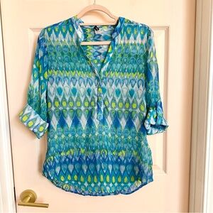 Blue semi sheer priamo top